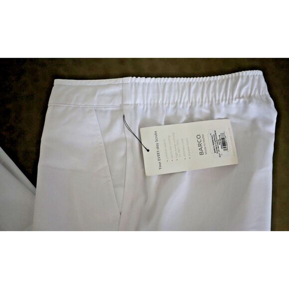 BARCO Essentials Women’s Petite Sz M White 4-Pocket Straight Leg Scrub Pants - Picture 8 of 9
